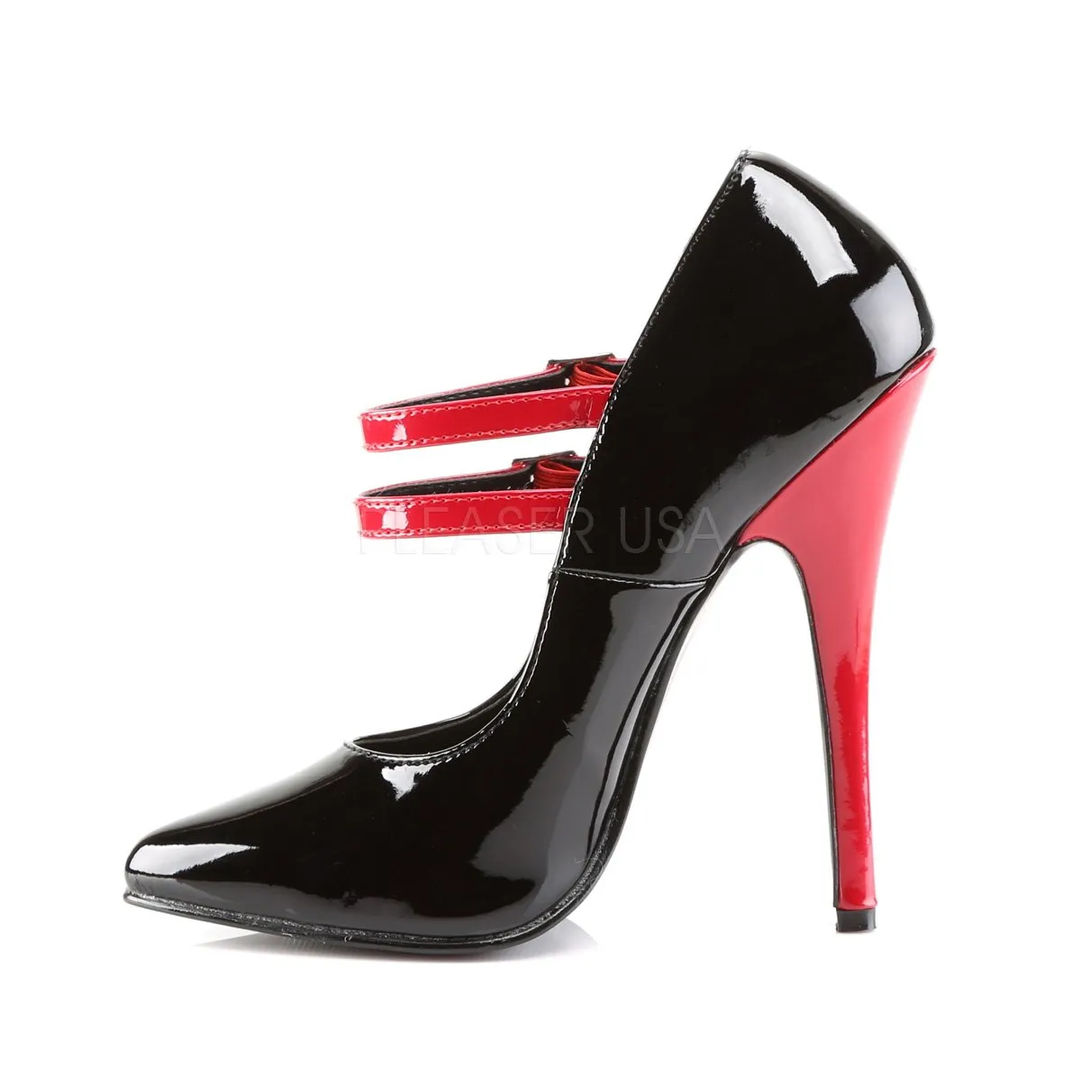 DOMINA-442 Black & Red Patent Heel