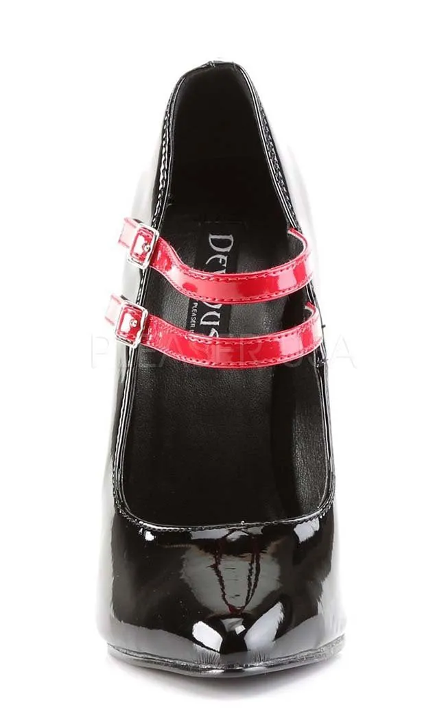 DOMINA-442 Black & Red Patent Heel