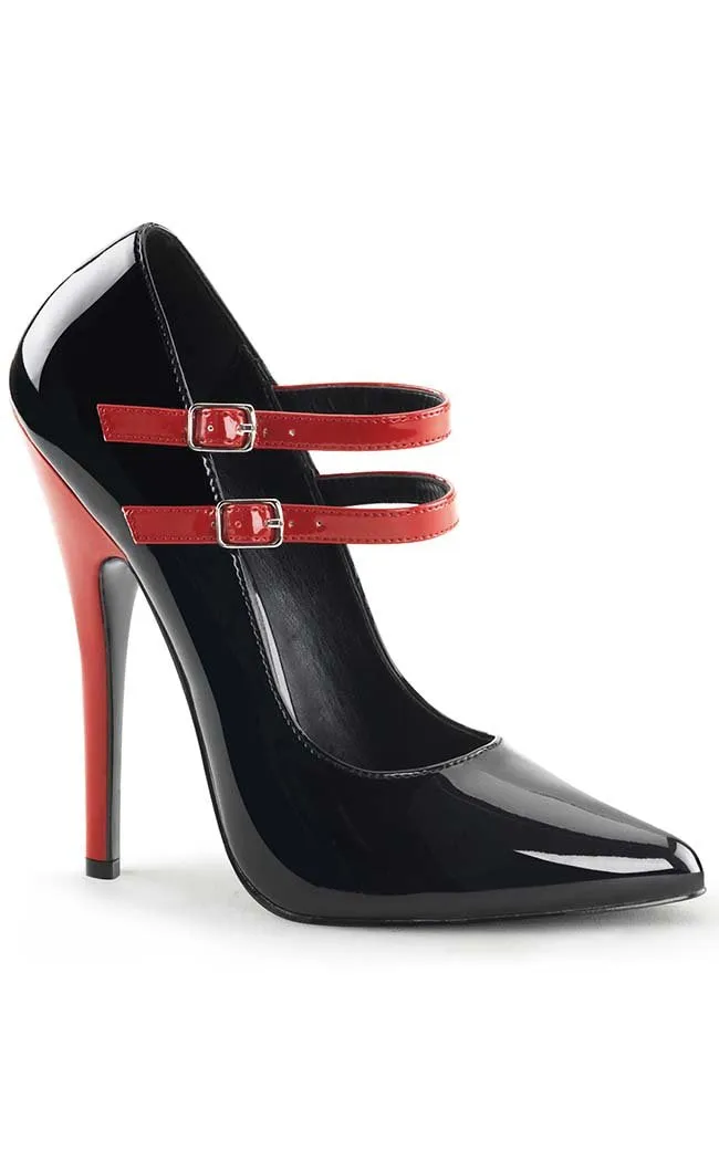 DOMINA-442 Black & Red Patent Heel