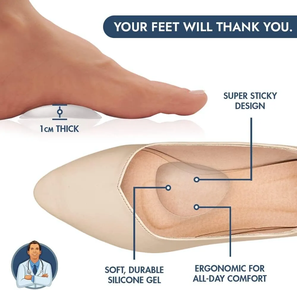 Dr. Frederick's Original Peel & Stick Foot Arch Support Gel Pads - 6 Pieces - High Arch Cushions - Relieves Pain from PES Cavus