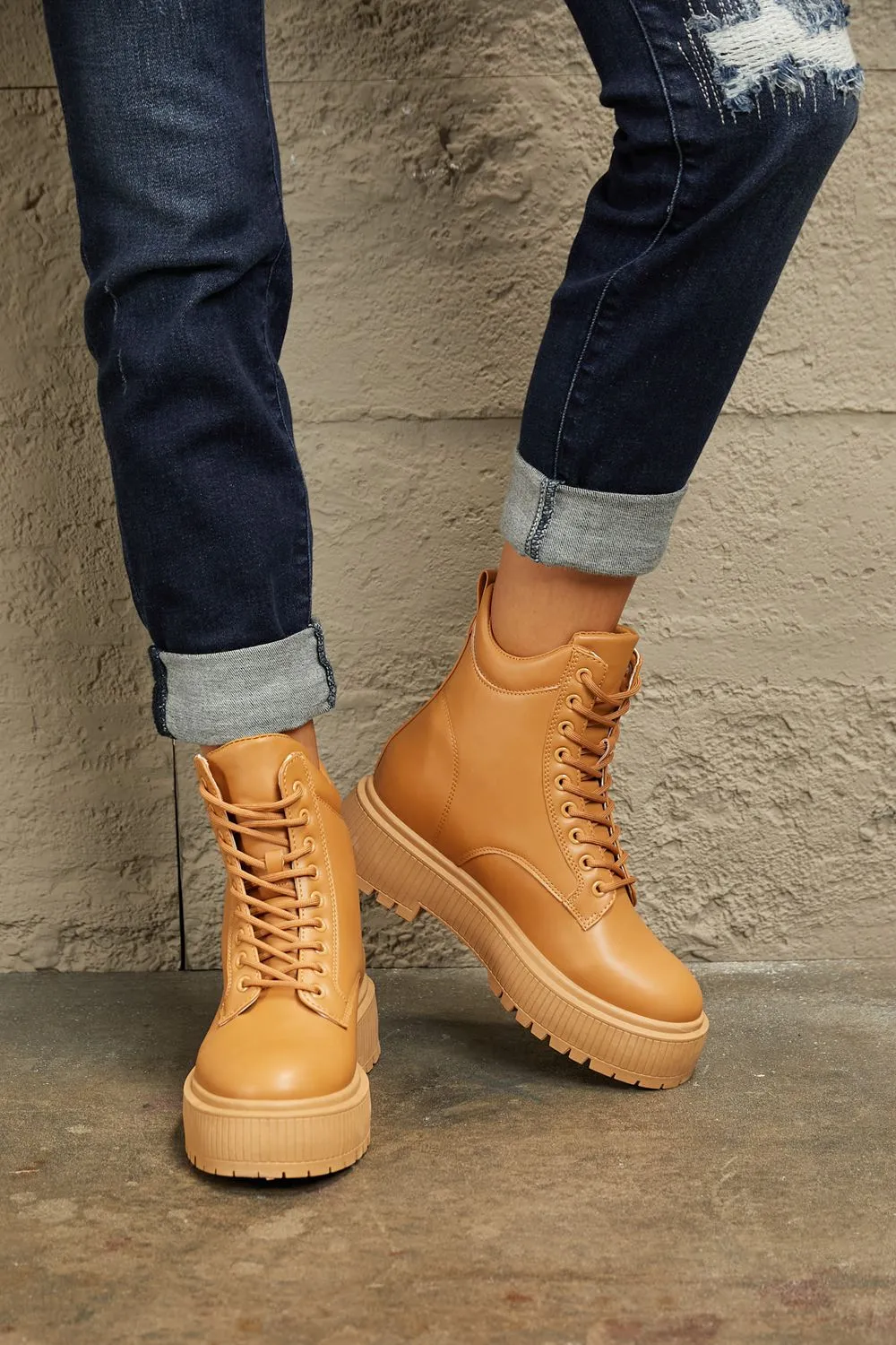 East Lion Corp Platform Combat Boots