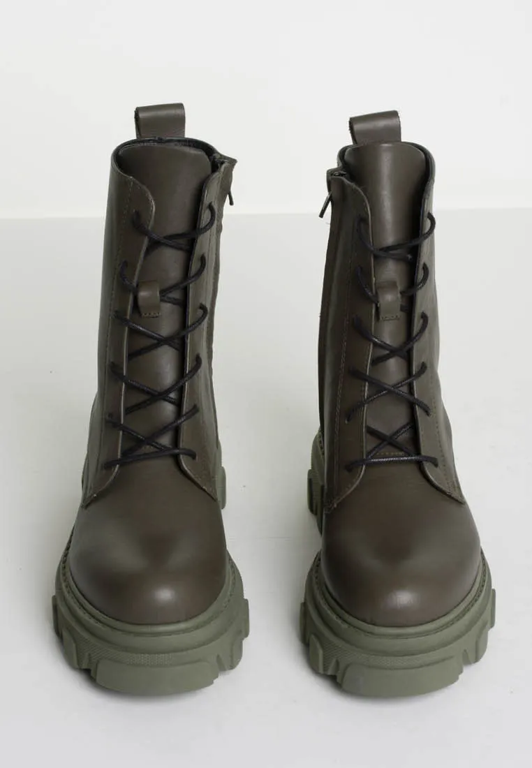 Elliot Cactus Leather Combat Boots