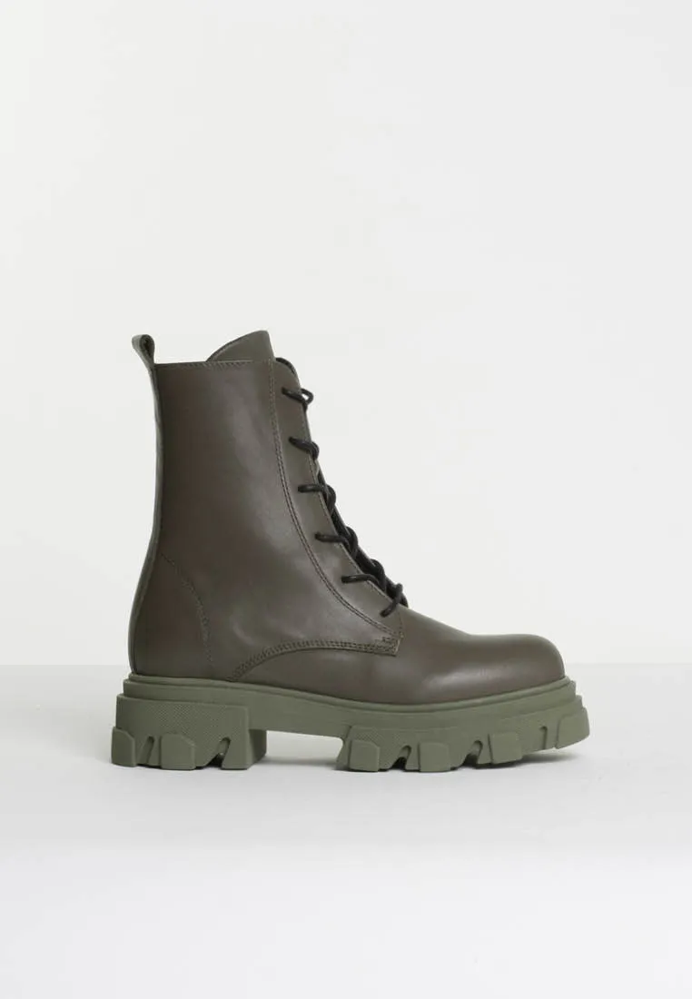 Elliot Cactus Leather Combat Boots