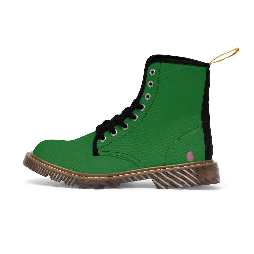 Emerald Green Men's Canvas Boots, Solid Color Best Designer Winter Laced Up Boots For Men (US Size: 7-10.5)