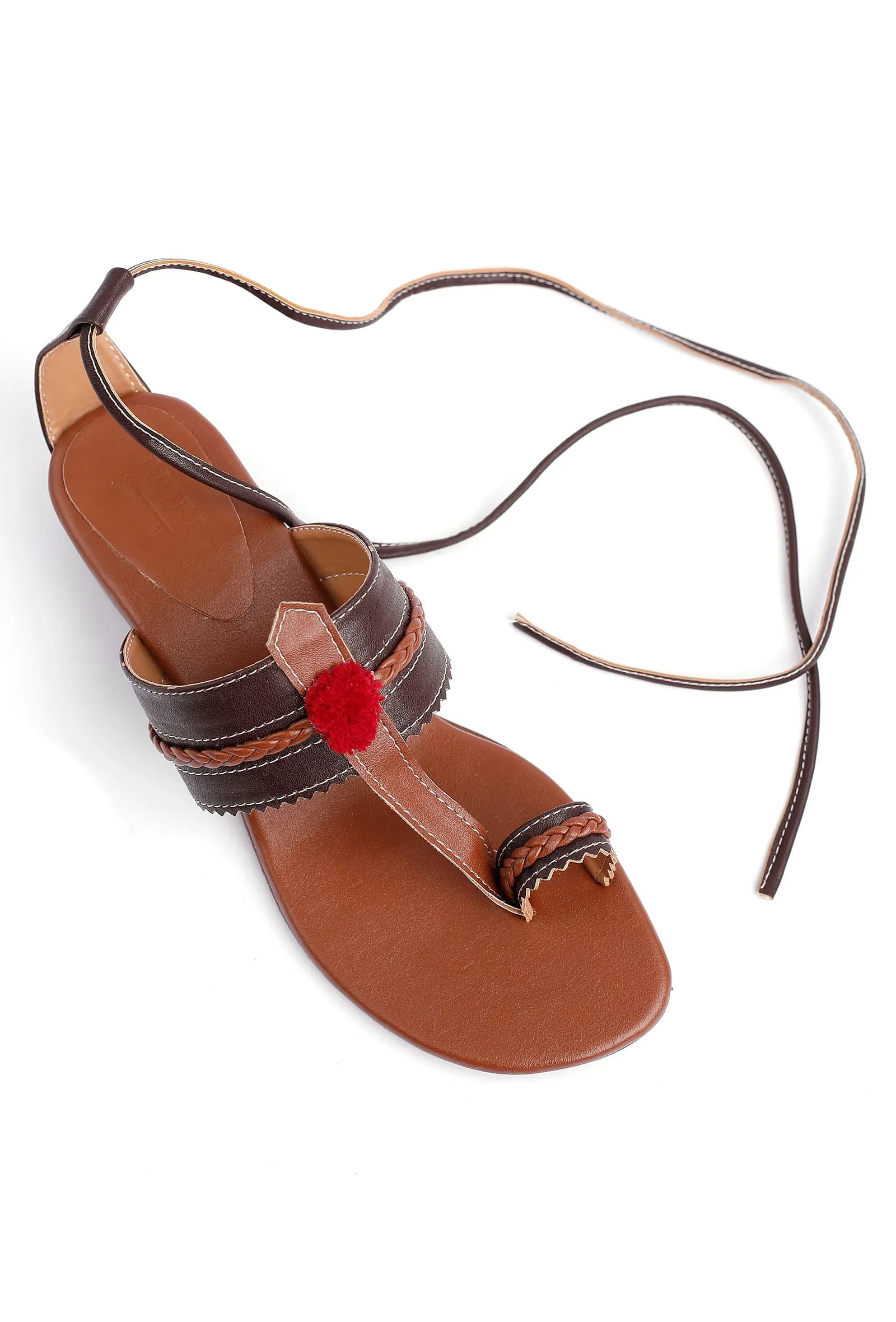 Emilia Brown Cruelty Free Leather Heels Sandals