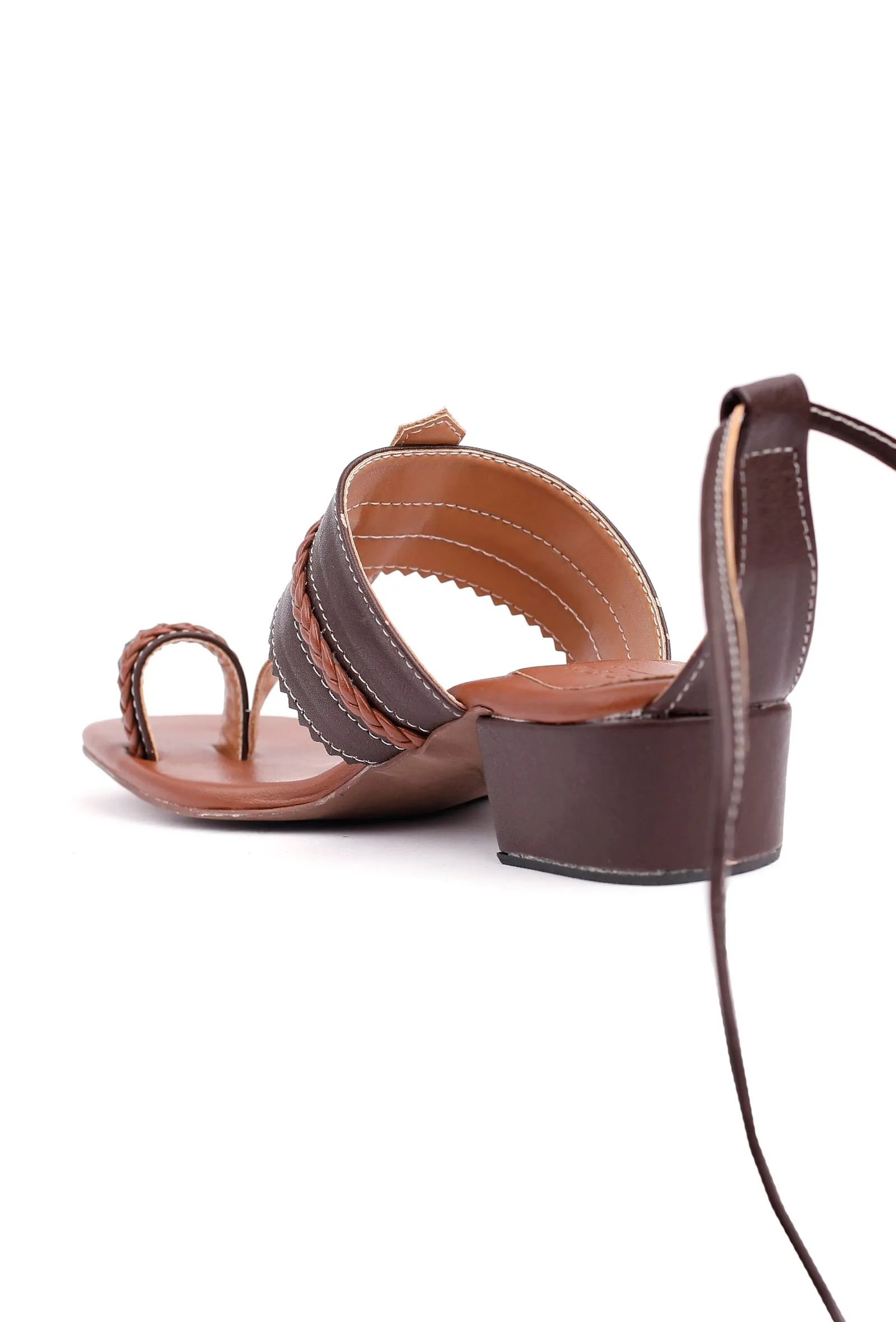 Emilia Brown Cruelty Free Leather Heels Sandals