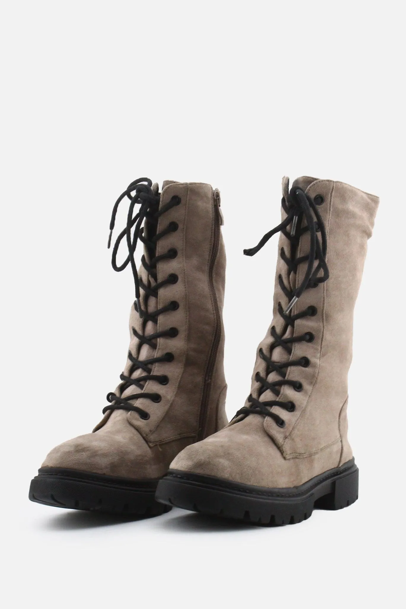 European Brand Zipper Laces Combat Ankle Boots | Suede