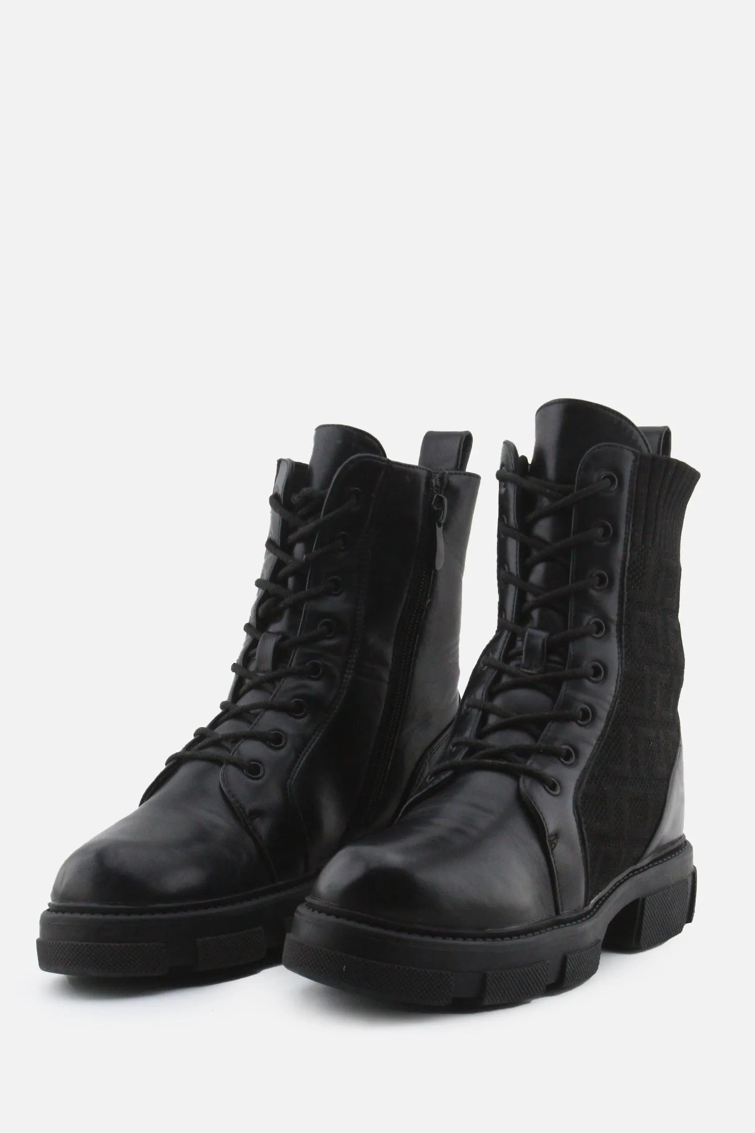 European Brand Zipper Laces Stretchable Combat Ankle Boots | 100% Authentic Leather