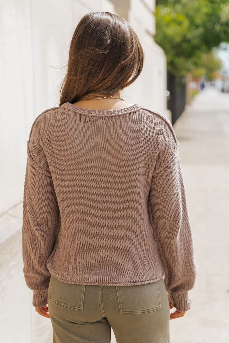 Everyday Fall Pullover Sweater - Mocha - DOORBUSTER