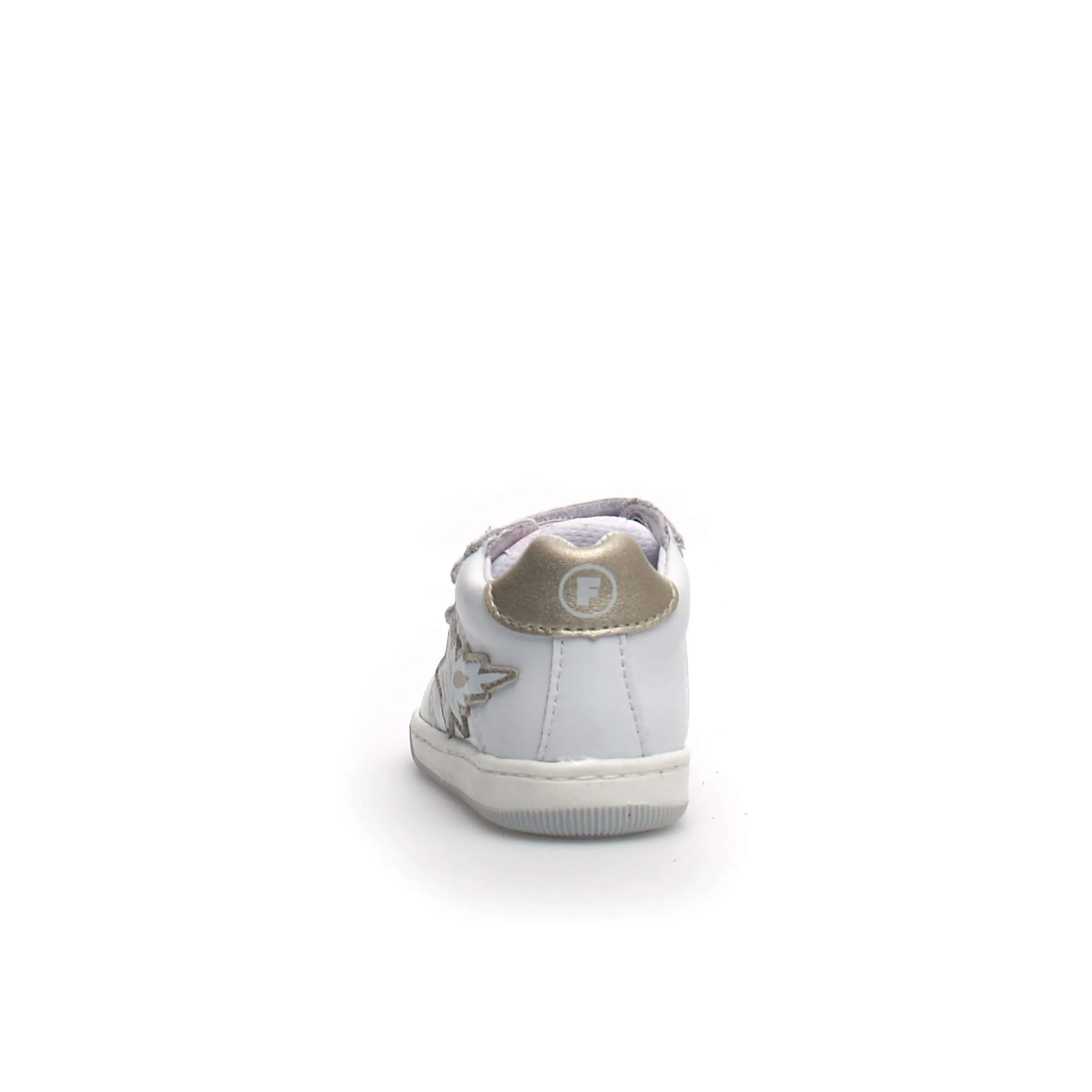 FALCOTTO - Frankie Girls White and Platinum Star Leather Sneakers