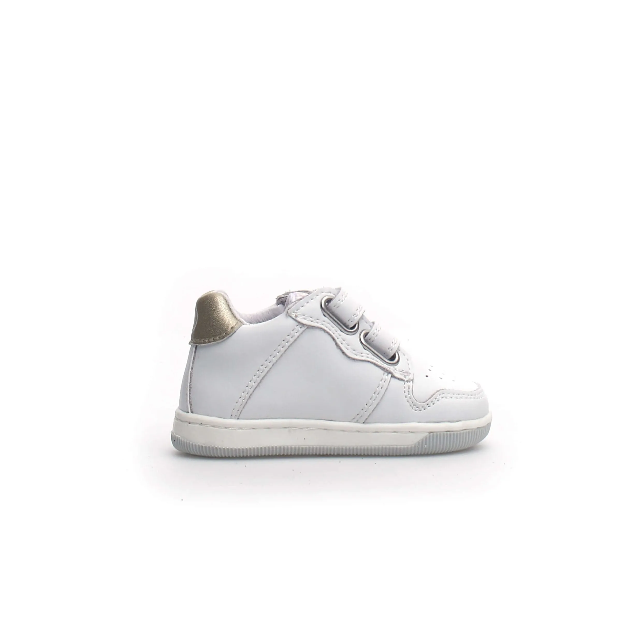 FALCOTTO - Frankie Girls White and Platinum Star Leather Sneakers