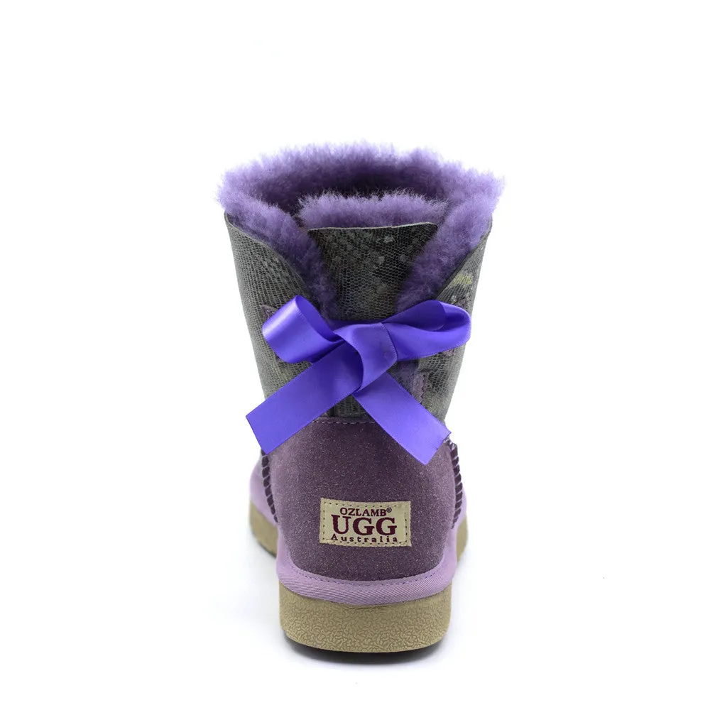 Fiona Back Bow Short Ugg Boot - Purple