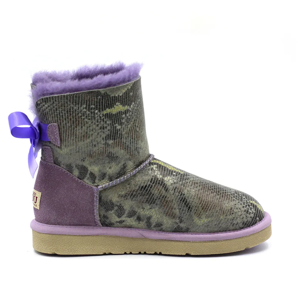 Fiona Back Bow Short Ugg Boot - Purple