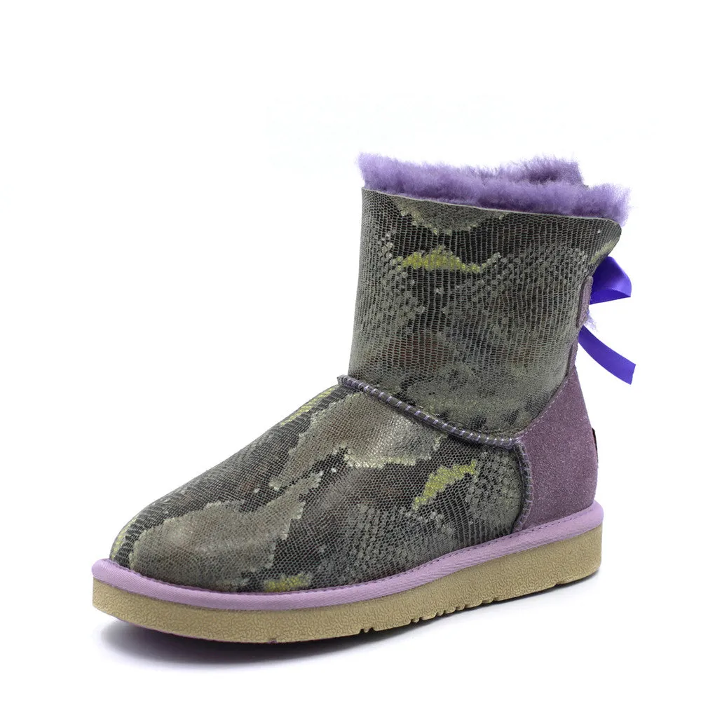 Fiona Back Bow Short Ugg Boot - Purple