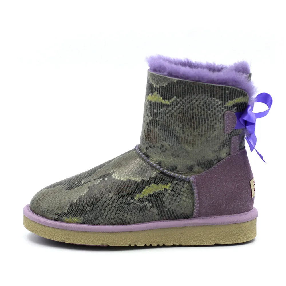 Fiona Back Bow Short Ugg Boot - Purple