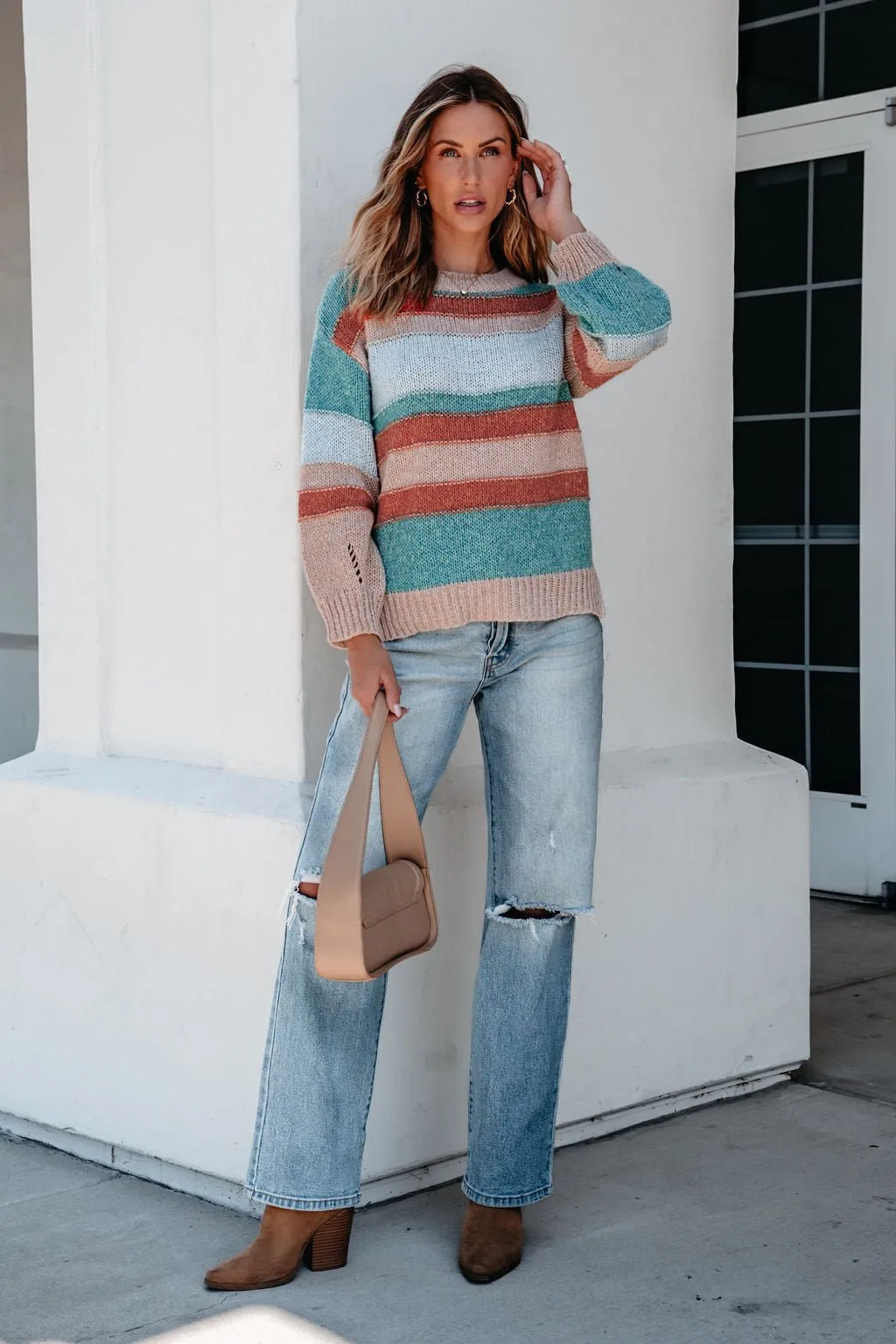 Fresh Start Multi Striped Sweater - DOORBUSTER