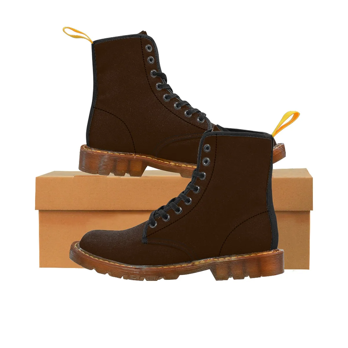 Gingerbread Brown Women's Boots, Solid Color Winter Lace-up Toe Cap Hiker Boots