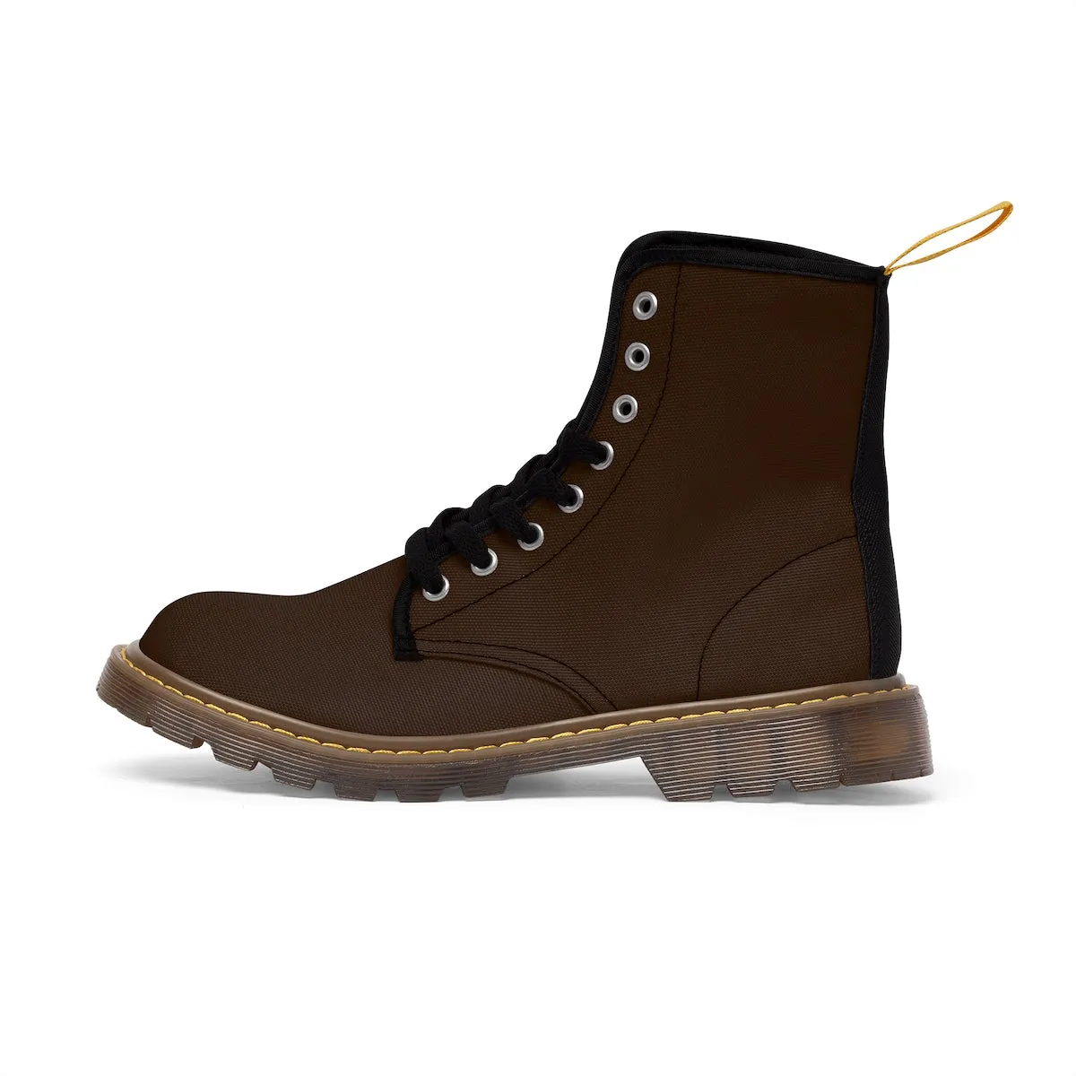 Gingerbread Brown Women's Boots, Solid Color Winter Lace-up Toe Cap Hiker Boots