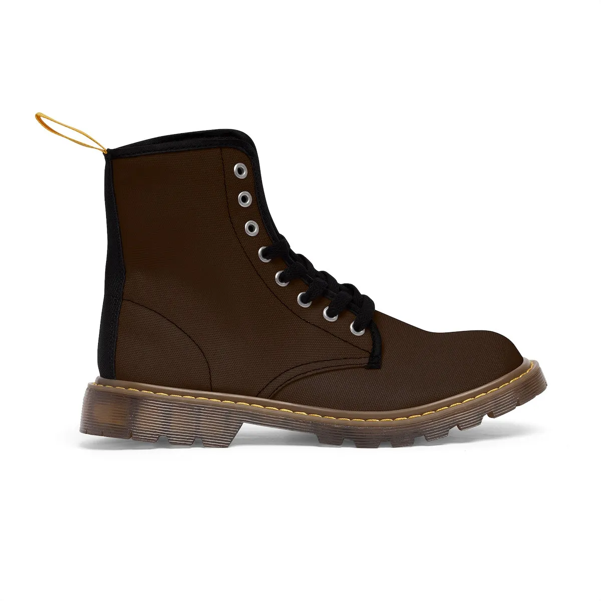 Gingerbread Brown Women's Boots, Solid Color Winter Lace-up Toe Cap Hiker Boots