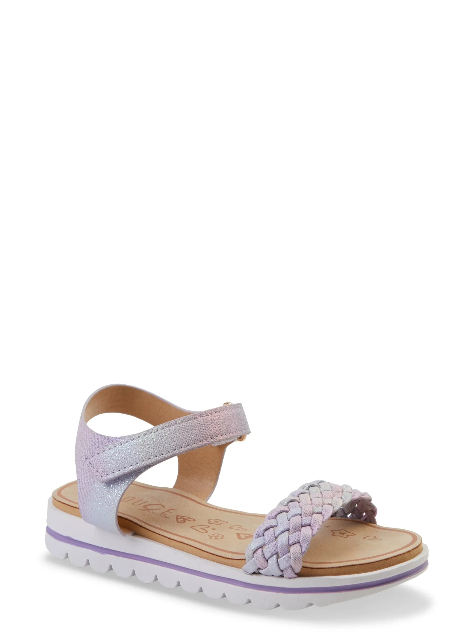 Girls Glitter Braided Band Velcro Strap Sandals