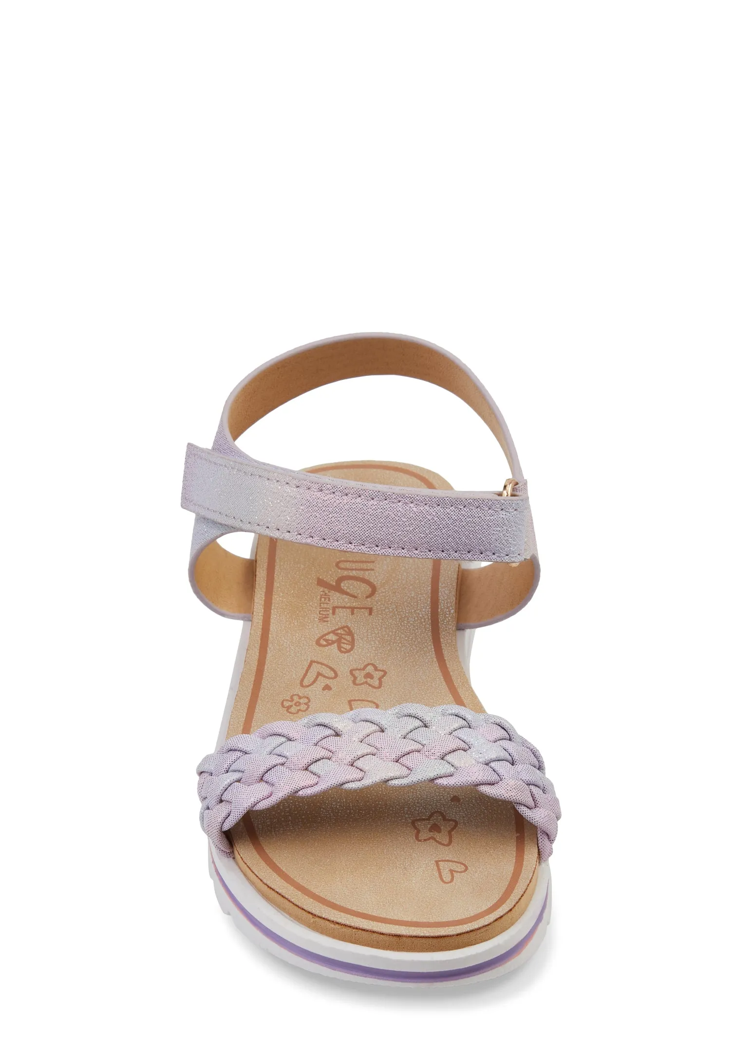 Girls Glitter Braided Band Velcro Strap Sandals