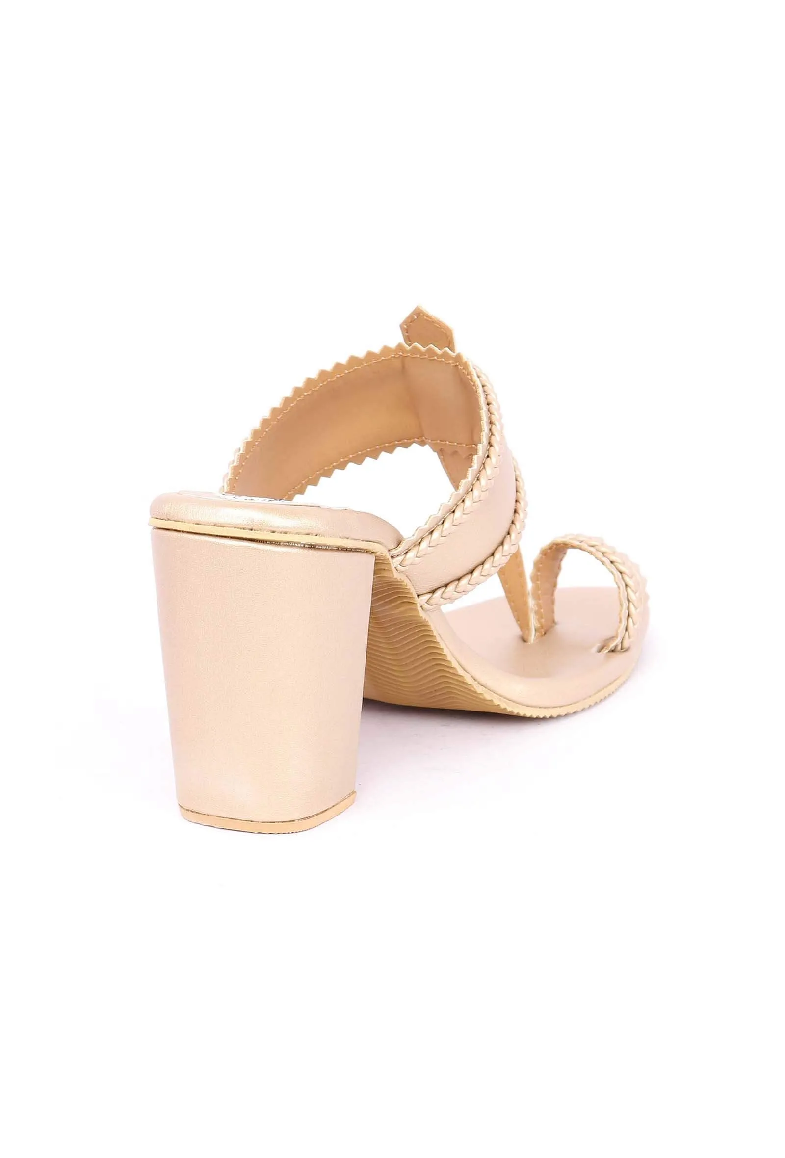 Golden Cruelty-Free Leather Heeled Sandals