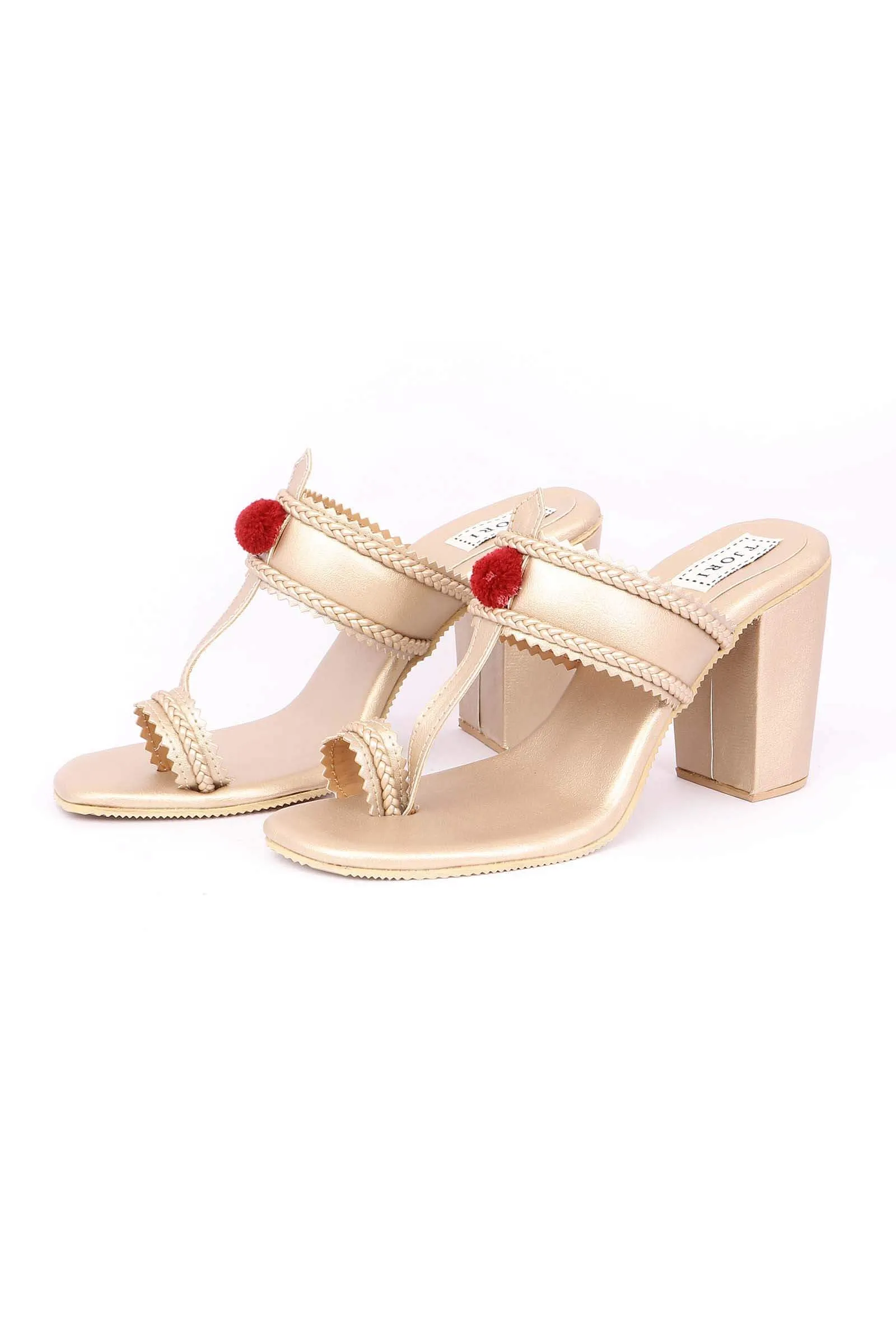 Golden Cruelty-Free Leather Heeled Sandals