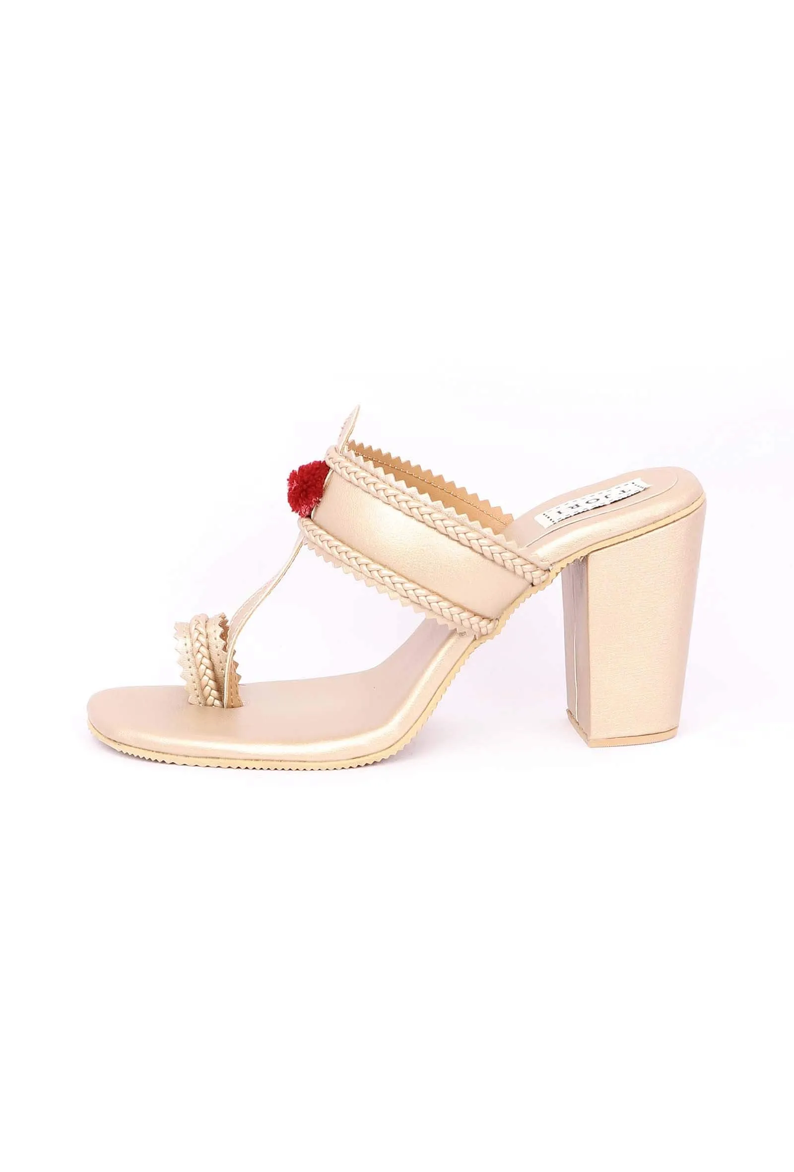 Golden Cruelty-Free Leather Heeled Sandals