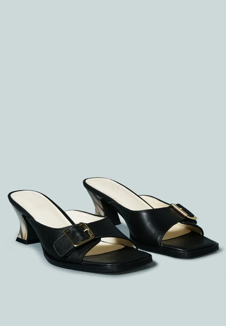 GOMEZ-ART-NOUVEAU Leather Slip-On Sandal in Black