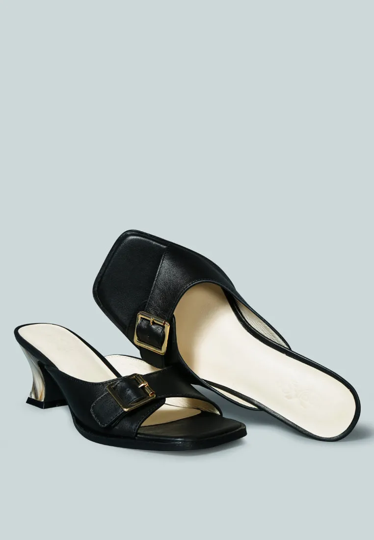 GOMEZ-ART-NOUVEAU Leather Slip-On Sandal in Black