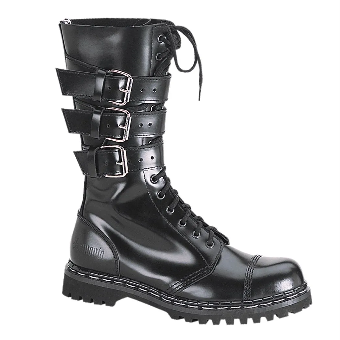 Gravel-14 Black Leather Lace-Up Combat Boot