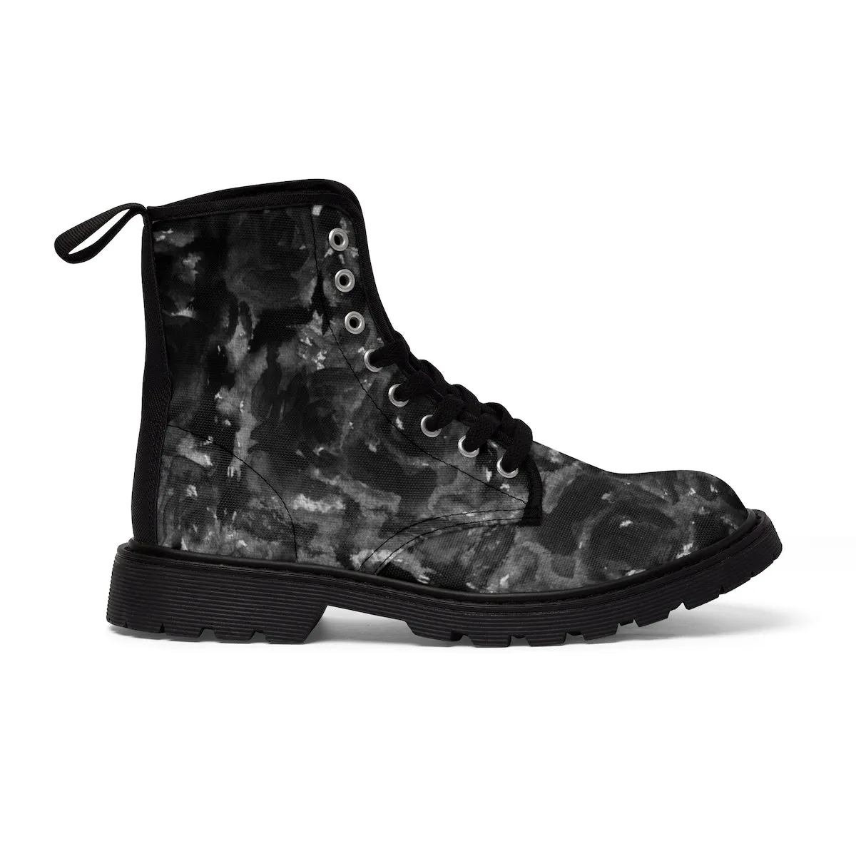 Gray Abstract Men's Boots, Lace-Up Winter Boots Cap Toe Men's Shoes (US Size: 7-10.5)