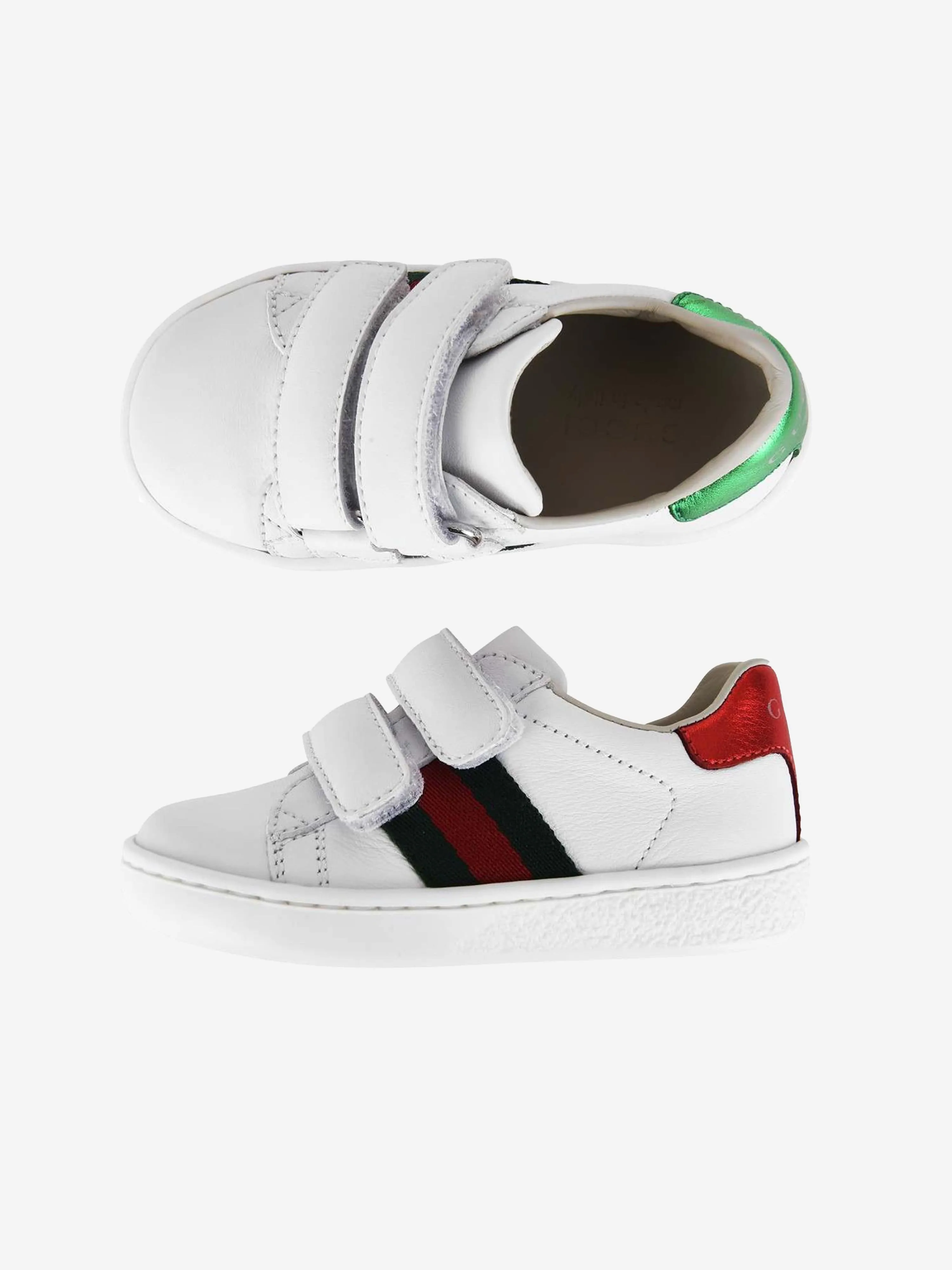 Gucci Leather Velcro Trainers With Stripe