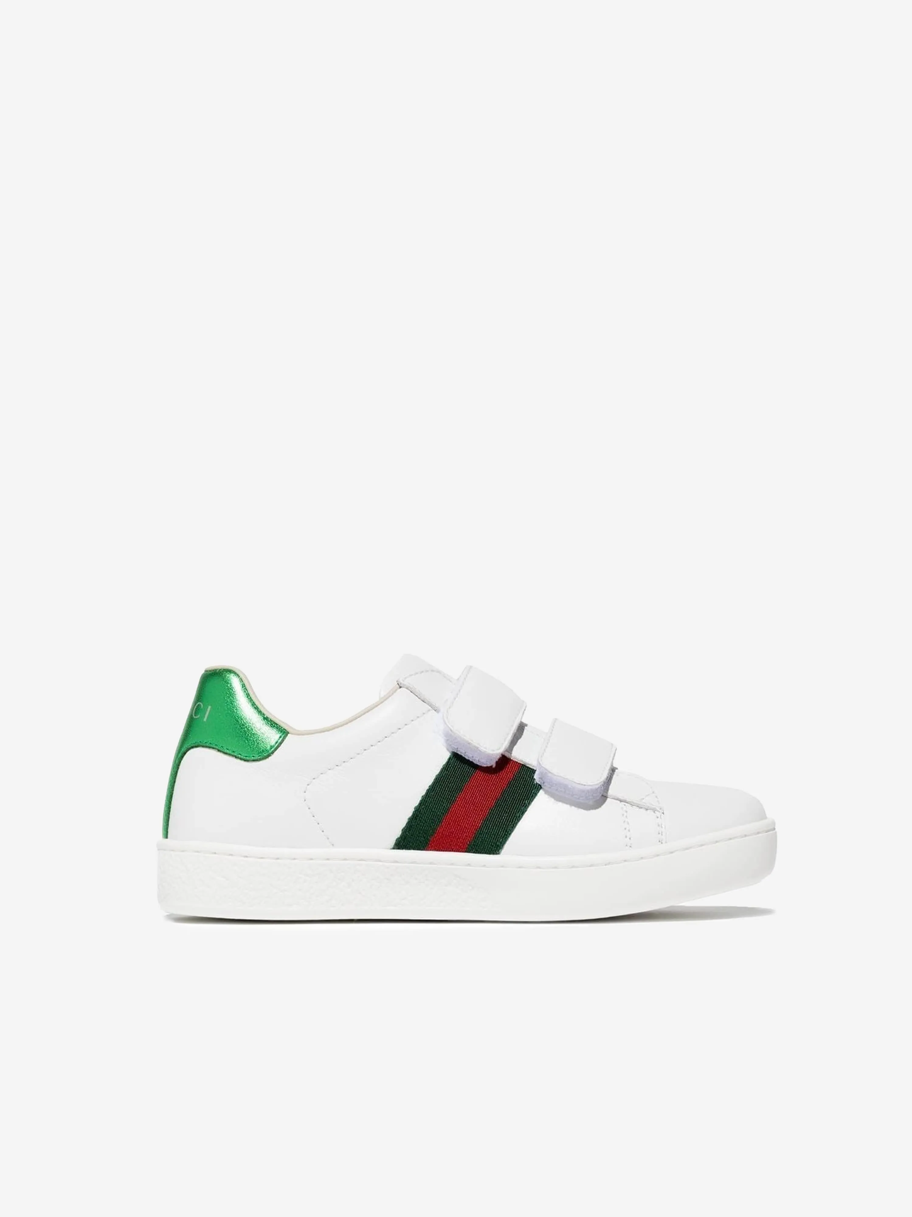 Gucci Leather Velcro Trainers With Stripe