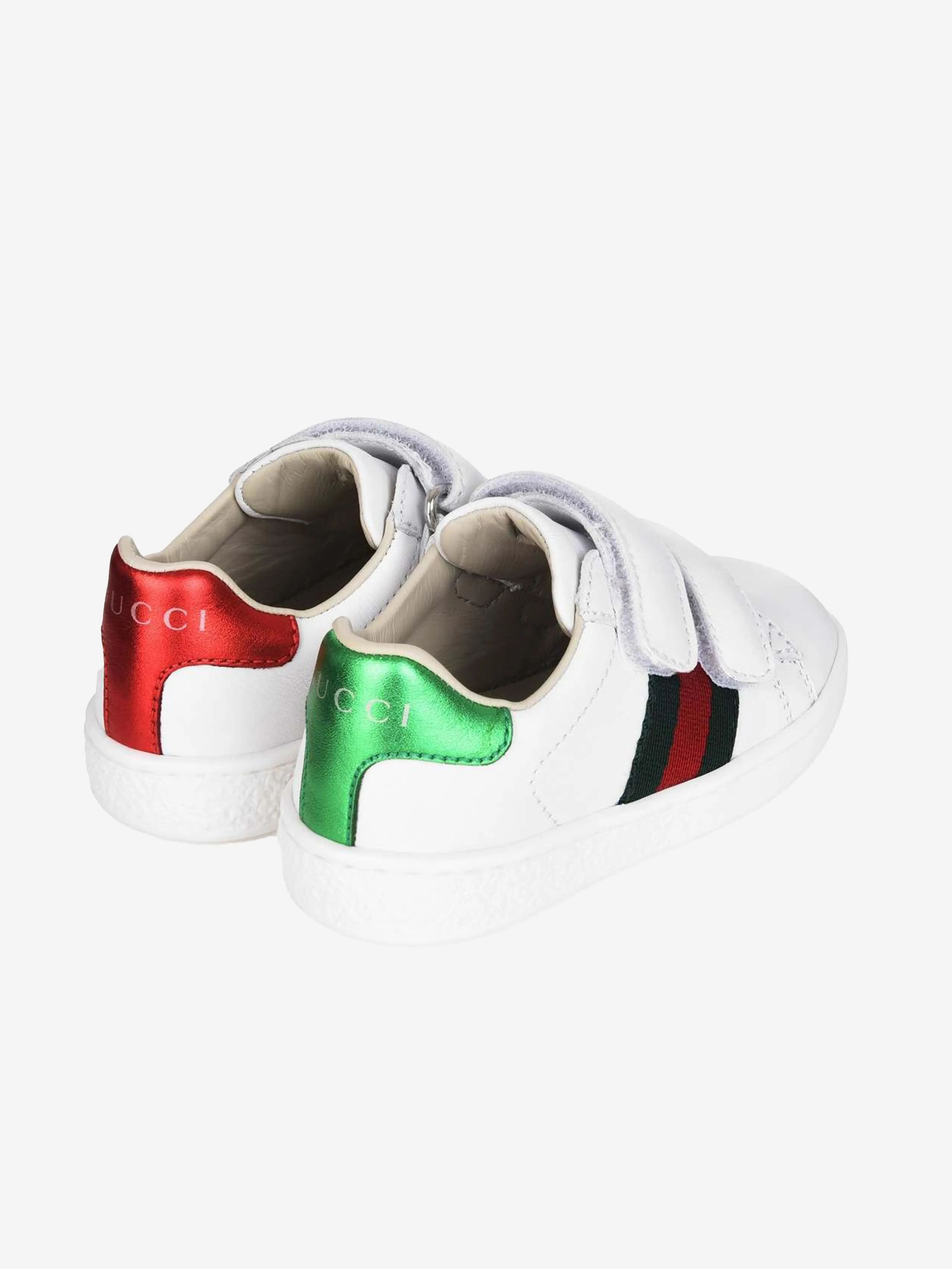 Gucci Leather Velcro Trainers With Stripe