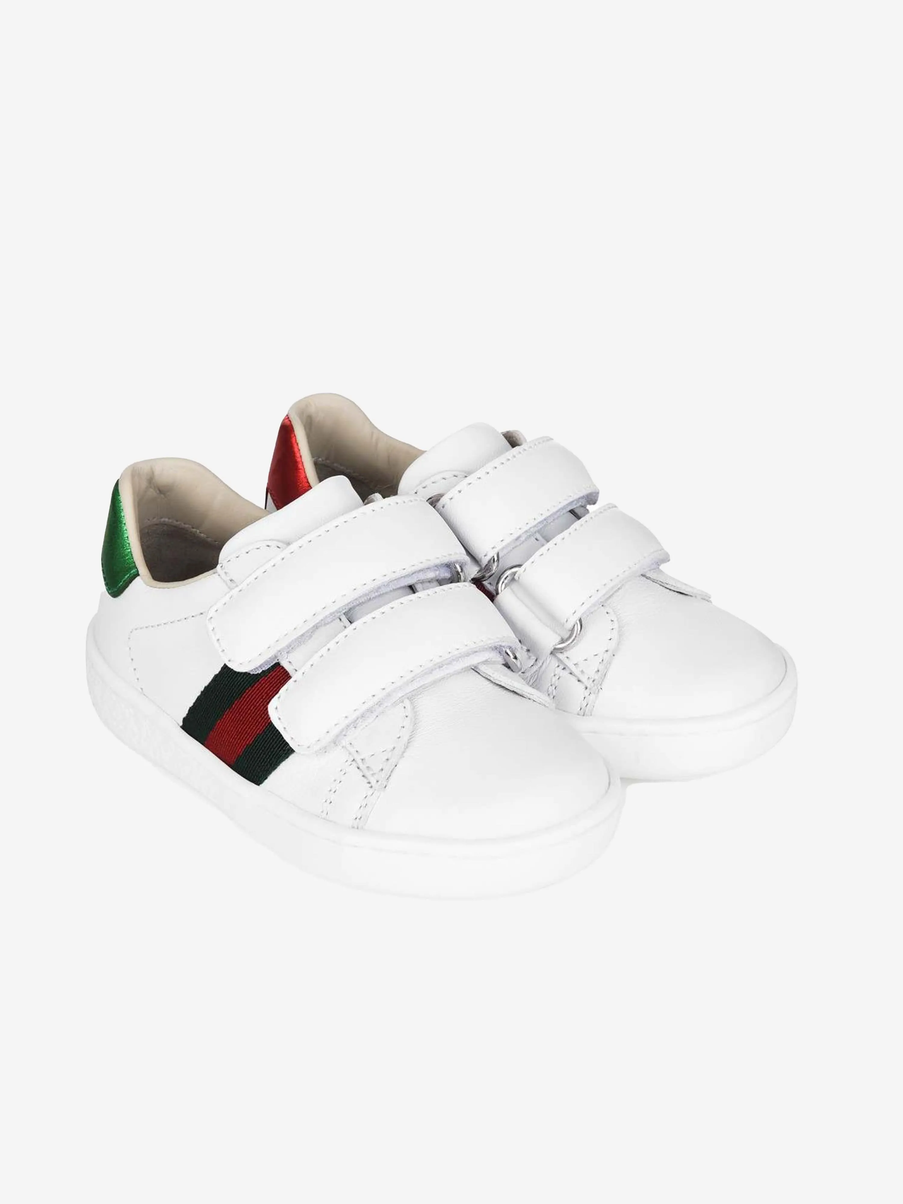 Gucci Leather Velcro Trainers With Stripe