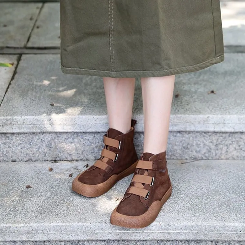 Handmade Genuine Leather Lace up Chunky Oxford Boots in Coffee/Gray