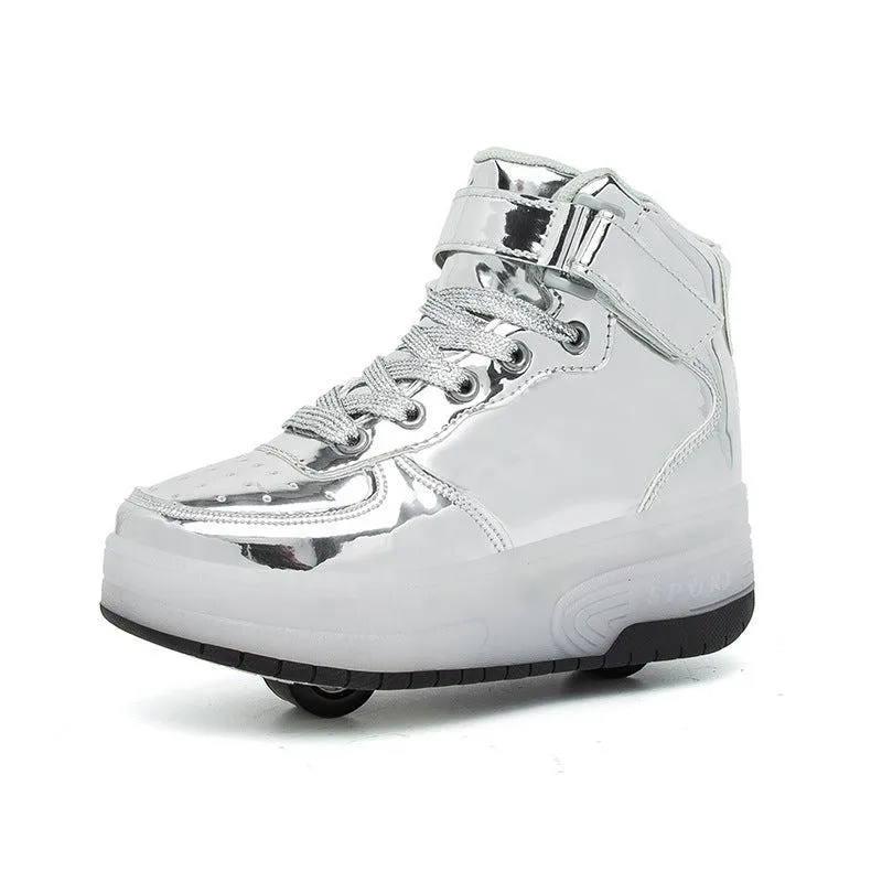 High Top Colorful Led Roller Shoes | Roller High Top Light Up Sneakers With Wheels