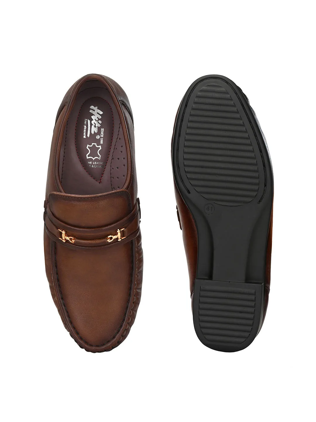 HITZ836 Men's Brown Leather Formal  Slip-On Shoes