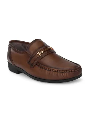 HITZ836 Men's Brown Leather Formal  Slip-On Shoes