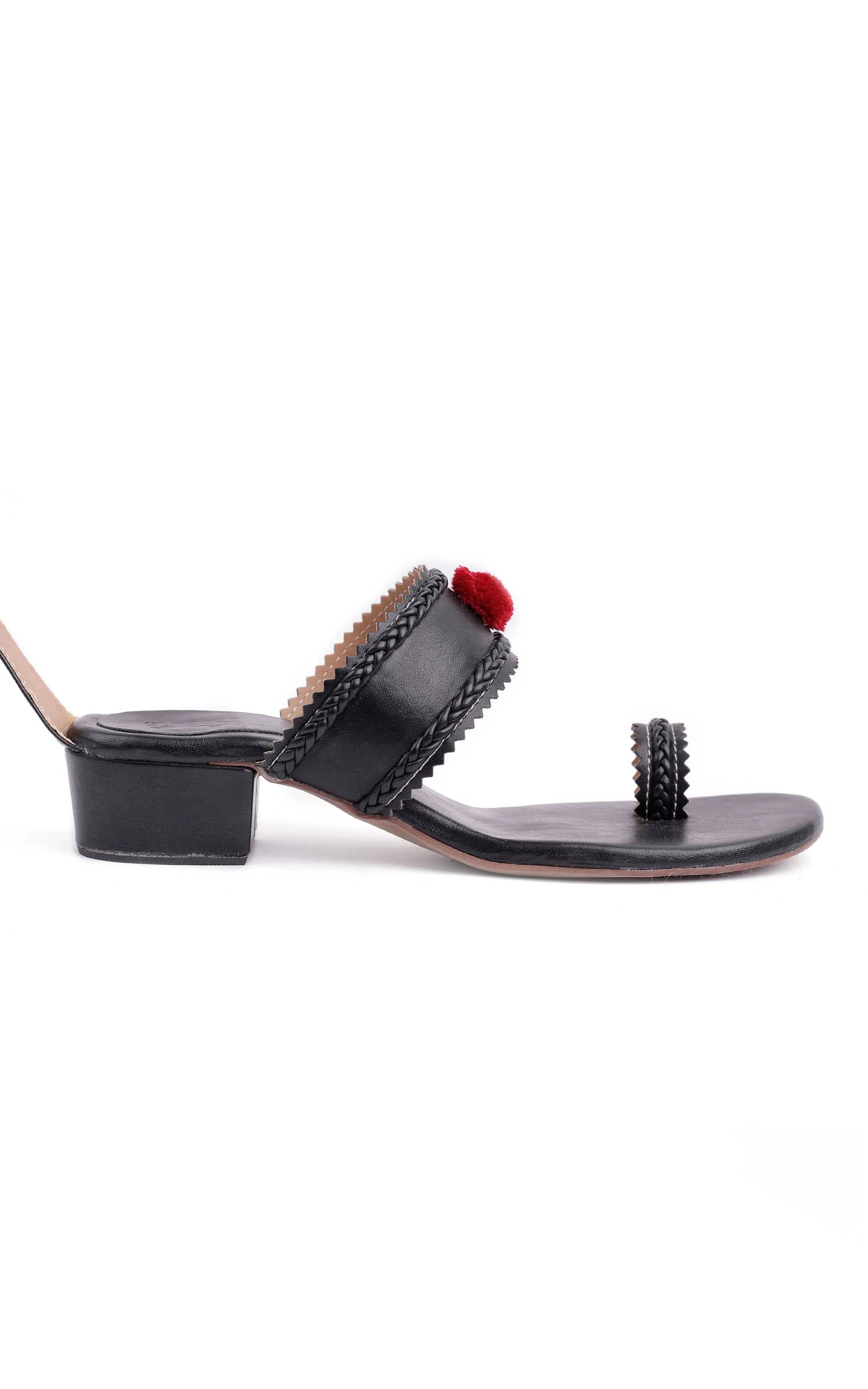 Jade Black Cruelty Free Leather Heels Sandals