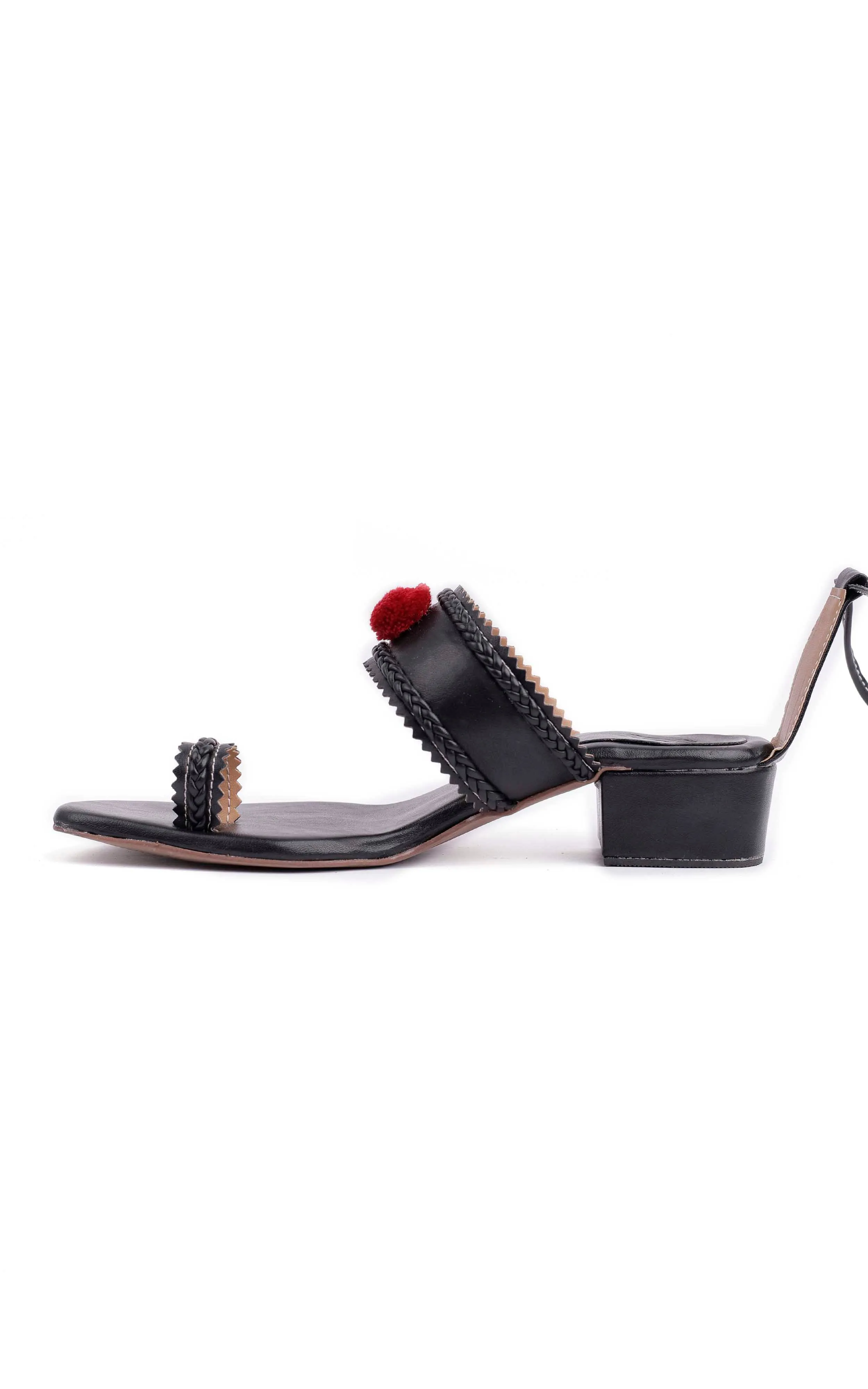 Jade Black Cruelty Free Leather Heels Sandals