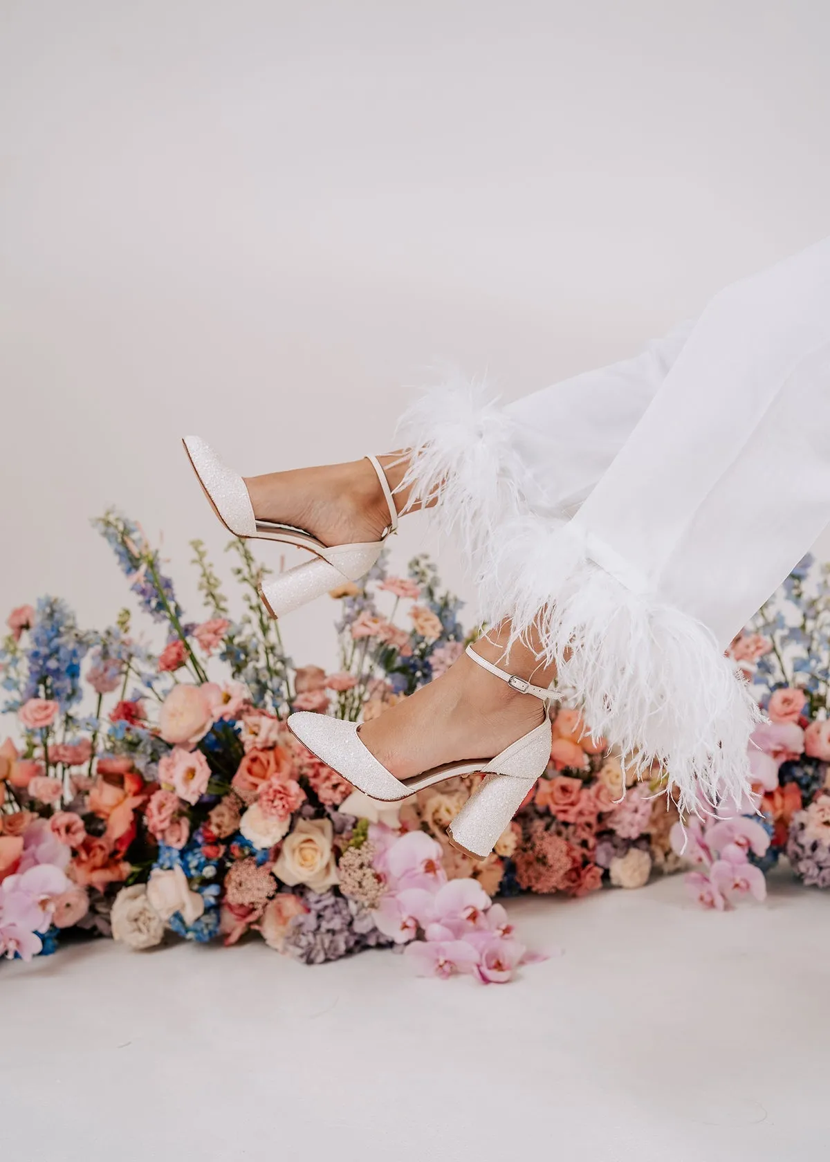 Juniper - Pearl Encrusted Round Toe Bridal Block Heel