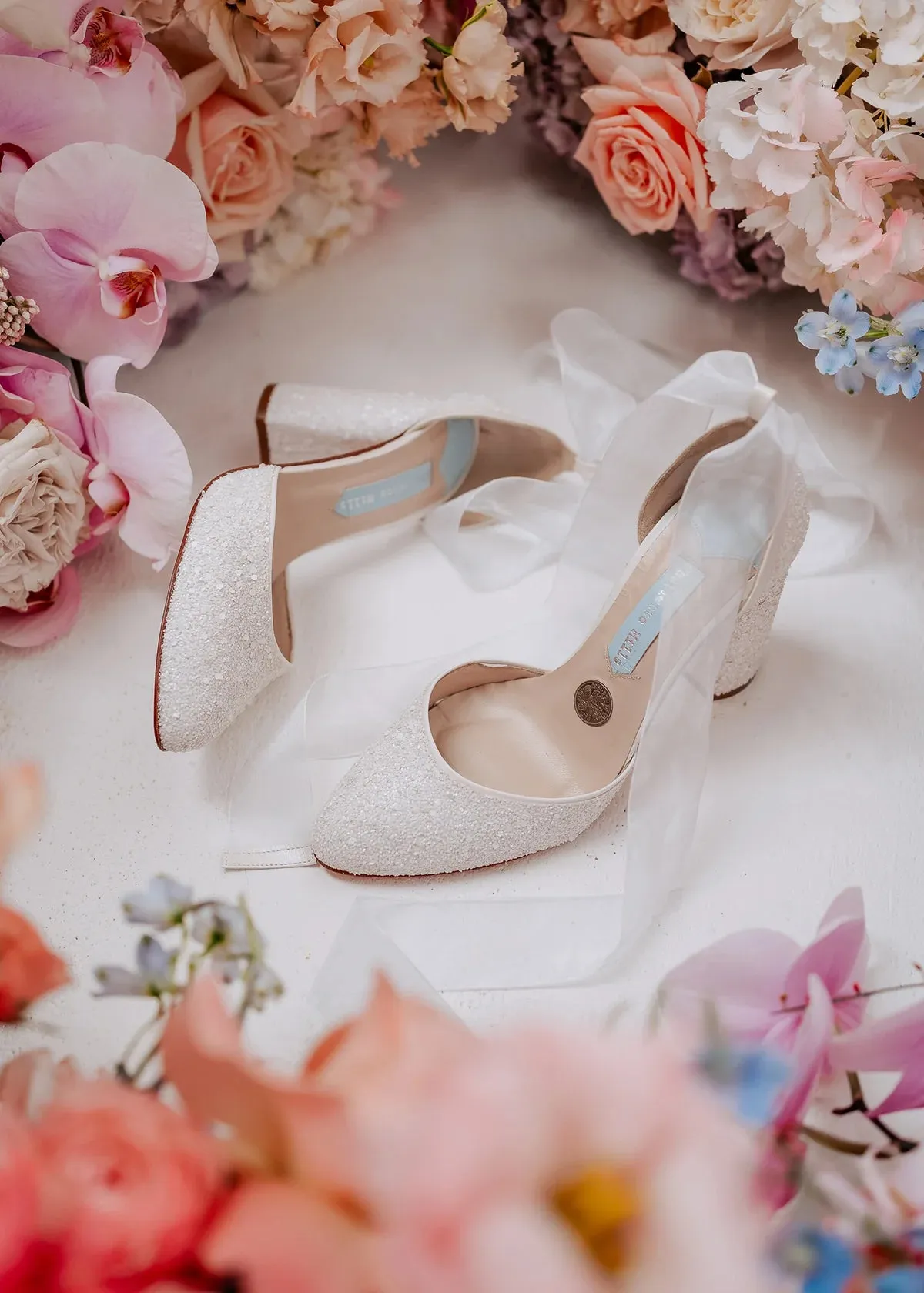 Juniper - Pearl Encrusted Wide Fit Bridal Block Heel