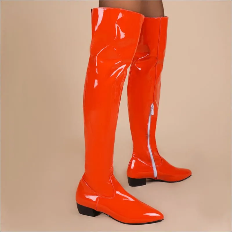 Ladies Low Heel Candy Colours Over-the-knee Boots for Comfort and Style