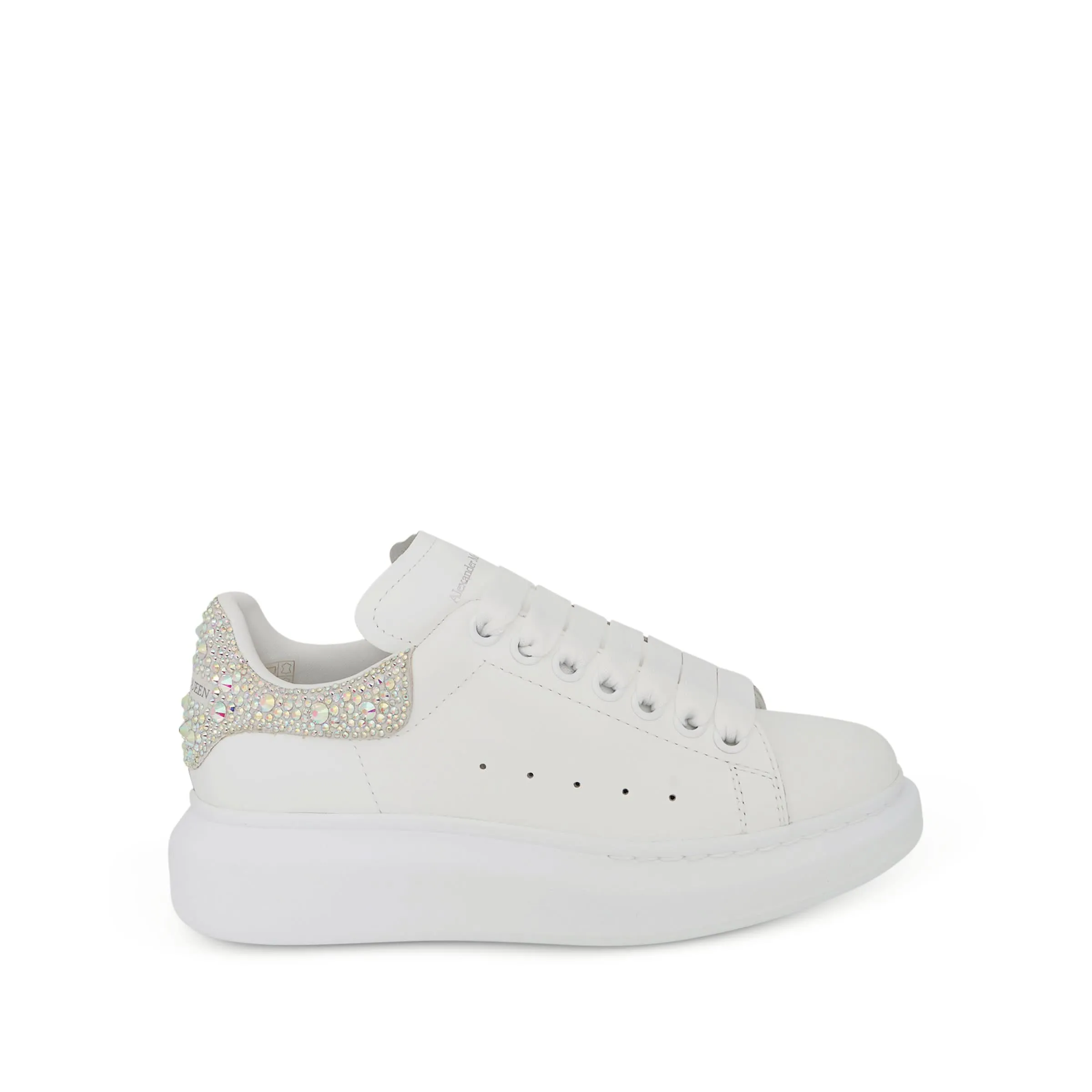 Larry Oversized Heel Sneaker in White/Crystal