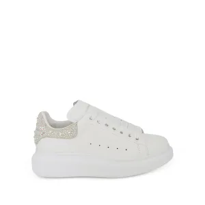 Larry Oversized Heel Sneaker in White/Crystal