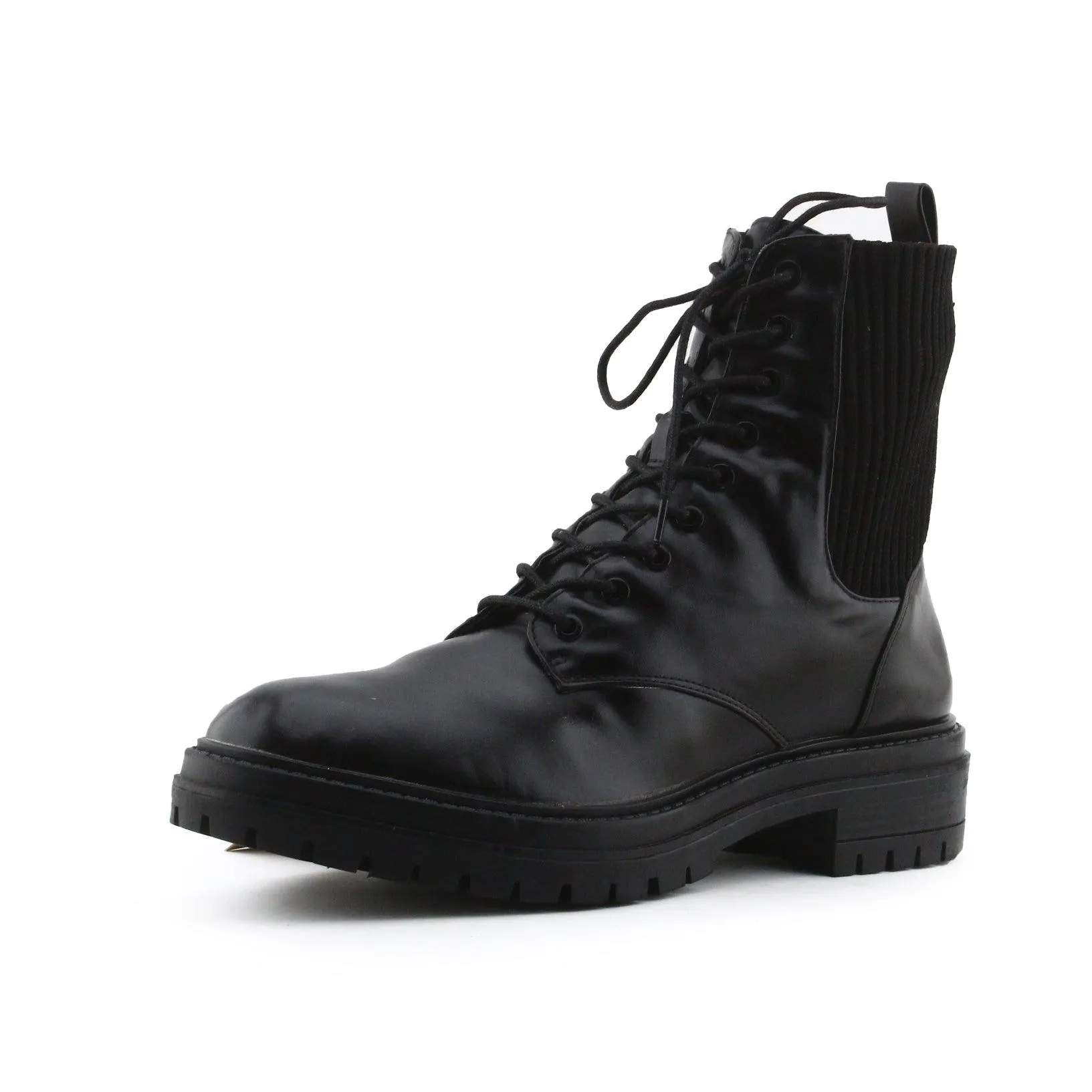 Lefties Zipper Stretchable Laces Combat Boots | 100% Authentic Leather