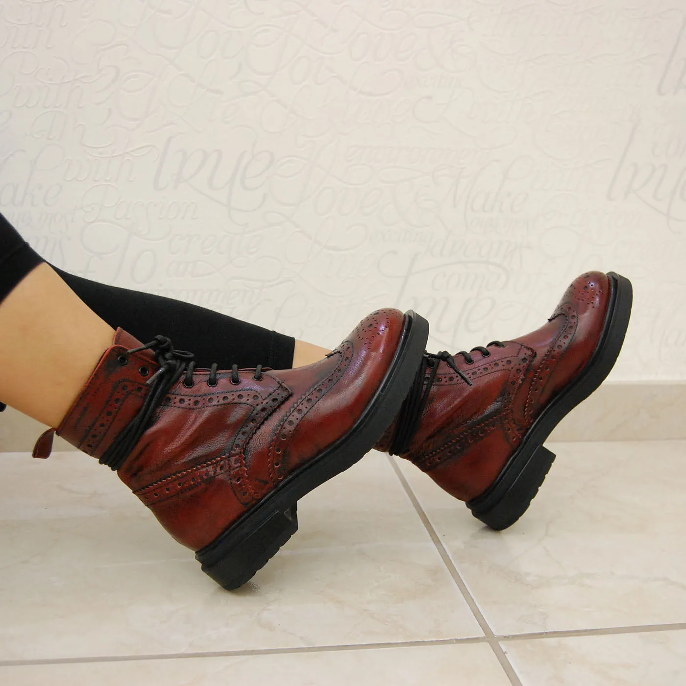 LELA 02 - lace-up ankle boots leather RUBY