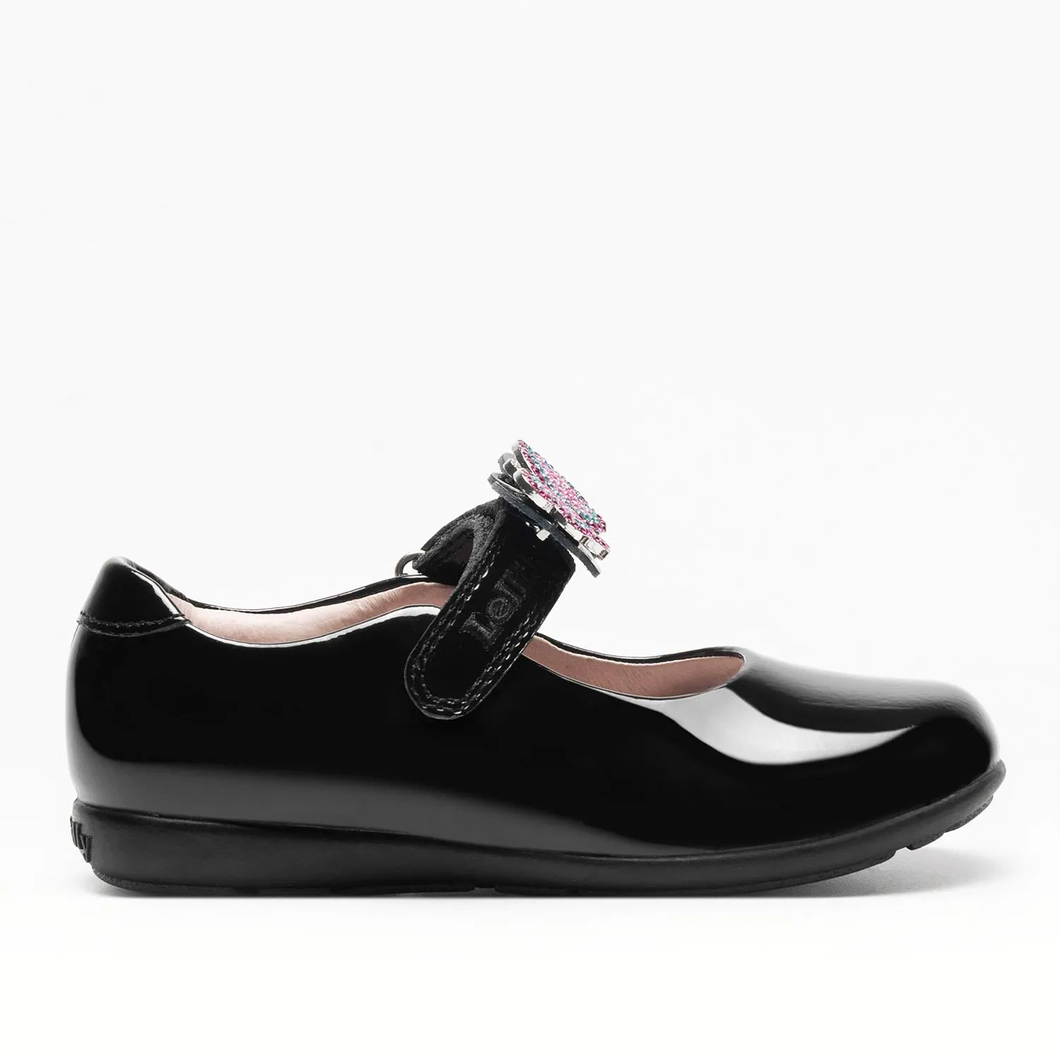 Lelli Kelly Luna Butterfly Girls Wide Black Patent School Shoe